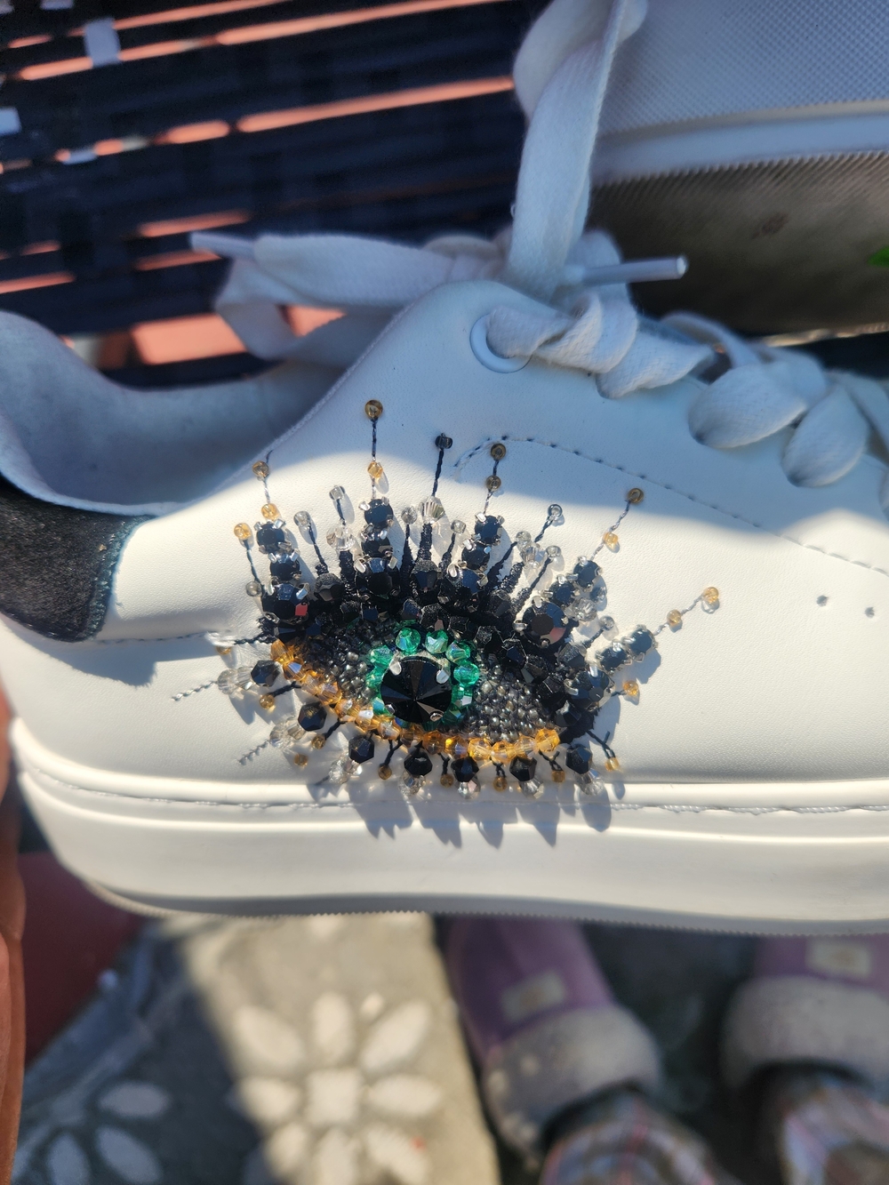 Kurt Geiger Eye Accent White Women's Embellished Sneakers Size 6 - Picture 7 of 11
